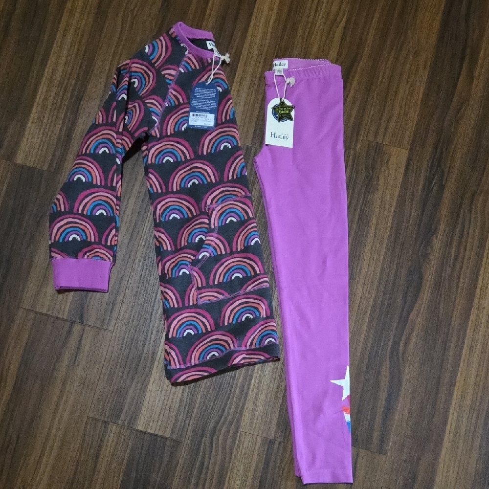 Hatley Rainbow Sweater Dress & Glow In The Dark Twinkle Star Leggings Size 10